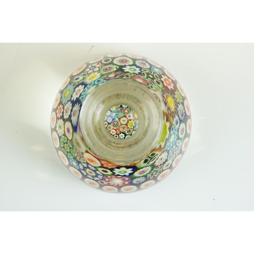 56 - Paul Ysart - Mid 20th Century millefiori inkwell / ink bottle & stopper, with millefiori cane decora... 