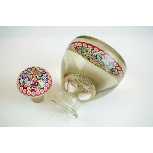 56 - Paul Ysart - Mid 20th Century millefiori inkwell / ink bottle & stopper, with millefiori cane decora... 