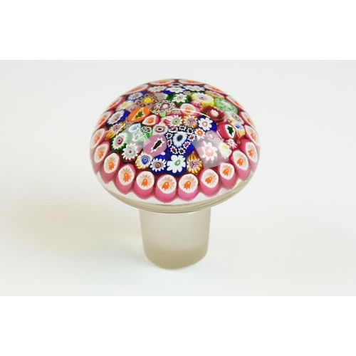 56 - Paul Ysart - Mid 20th Century millefiori inkwell / ink bottle & stopper, with millefiori cane decora... 