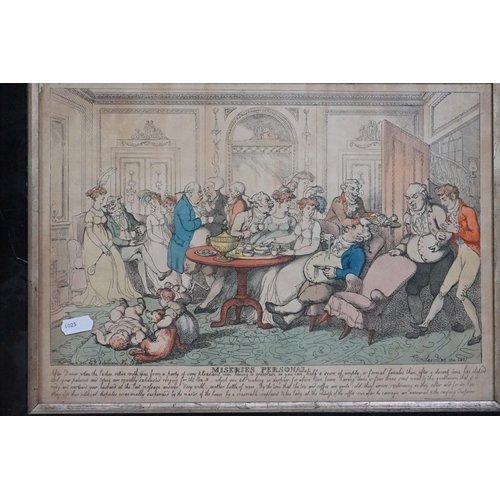 487 - Mary Haydn-Toley, Watercolour of a Tiger, 43cm x 34cm together with Rowlandson Satirical Coloured Pr... 