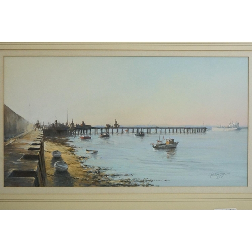 492 - Christine Slade (British b.1943) Pastel Painting titled to verso ' Sunset, Trinity House Pier, Harwi... 