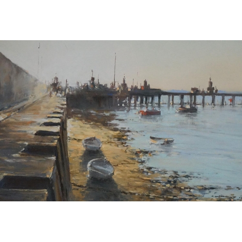 492 - Christine Slade (British b.1943) Pastel Painting titled to verso ' Sunset, Trinity House Pier, Harwi... 