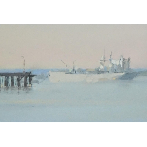 492 - Christine Slade (British b.1943) Pastel Painting titled to verso ' Sunset, Trinity House Pier, Harwi... 