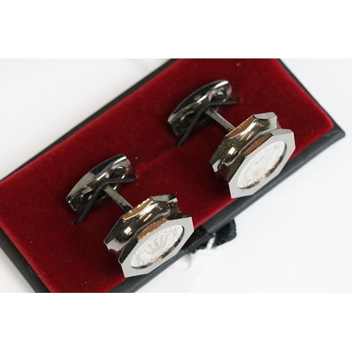 218 - Boxed pair of gents cufflinks, marked Rolex