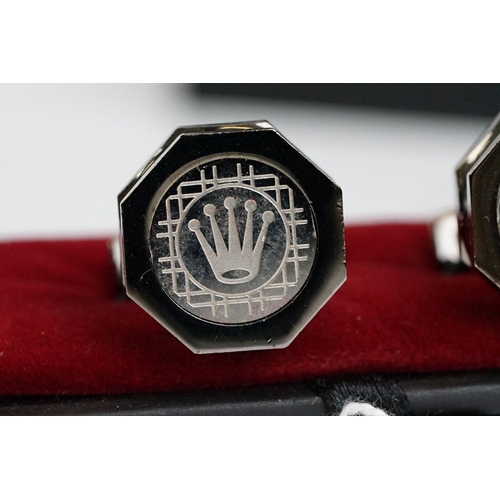 218 - Boxed pair of gents cufflinks, marked Rolex