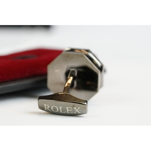 218 - Boxed pair of gents cufflinks, marked Rolex