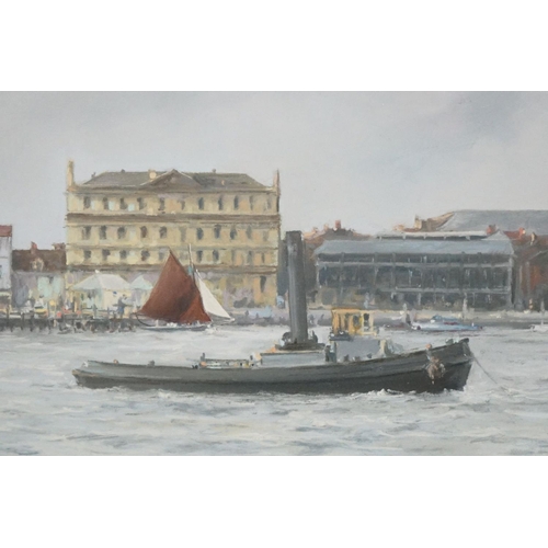 496 - Christine Slade (British b. 1943) Pastel Painting titled to verso ' Beating past Ha-penny Pier, Harw... 