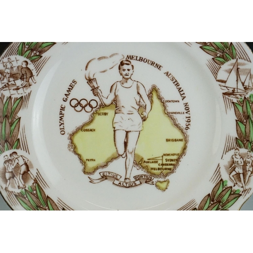 66 - Olympics Memorabilia - Roslyn China tea plate commemorating the Australian Melbourne 1956 Olympic Ga... 