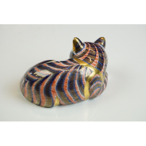 67A - Four Royal Crown Derby paperweights to include 2 x Sleeping Kittens (one 1st quality example with go... 