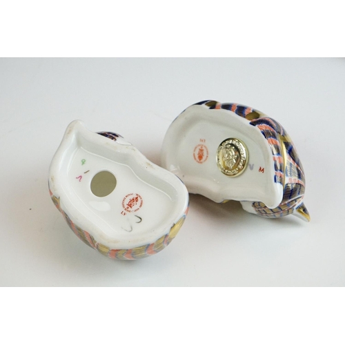 67A - Four Royal Crown Derby paperweights to include 2 x Sleeping Kittens (one 1st quality example with go... 