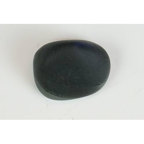 69 - Brian & Jenny Blanthorn 1988 blue art glass pebble of naturalistic form with rough exterior of lamin... 