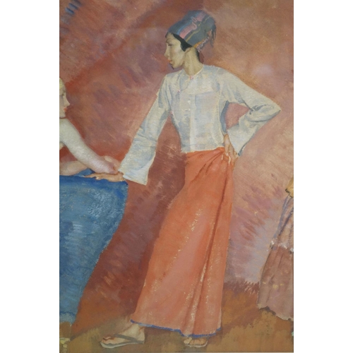 502 - Sir William Russell Flint RA PPRWA RSW (1880-1969) Gouache titled to verso ' Three Models ' circa 19... 