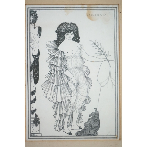 505 - Aubrey Beardsley ( 1872 - 1898 ) a framed erotic print illustrated portrait ' Lysistrata Defending T... 