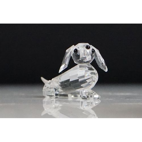 74 - Six Boxed Swarovski Crystal ornaments to include Mini Dachshund (7672), Blowfish (7644), Mini Pig (7... 