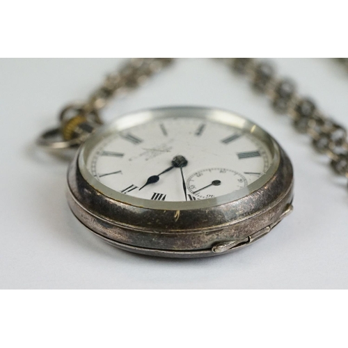 225 - A fully hallmarked sterling silver cased fob watch marked with a Birmingham retail mark.