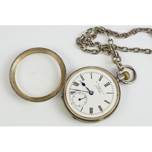 225 - A fully hallmarked sterling silver cased fob watch marked with a Birmingham retail mark.