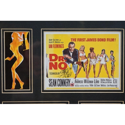 512 - James Bond - Montage of images of Sean Connery and small reproduction James Bond Film Posters togeth... 