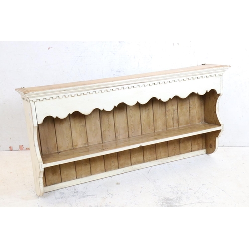 565 - Painted Pine Wall Shelf, 123cm long x 59cm high