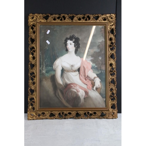 159 - 19th Century coloured print, a portrait of Julia Floyd (Lady Peel), after Sir Thomas Lawrence, frame... 