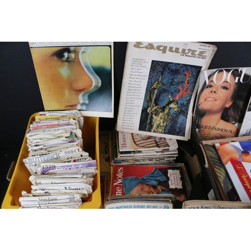 368 - Two Boxes of Vintage Magazines and Sewing Patterns, including some Vogue