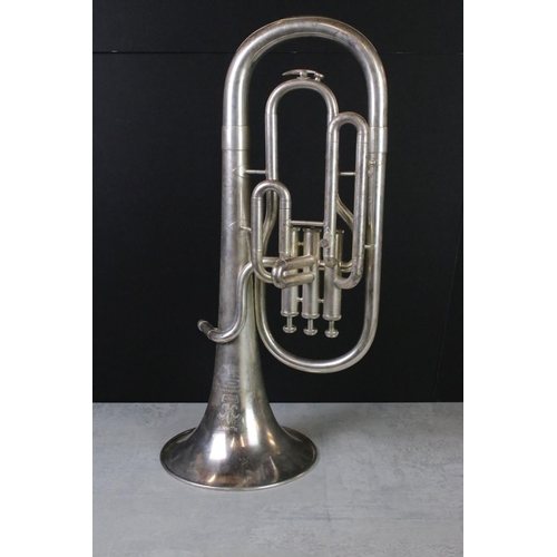 371 - Silver Plated ' Alliance ' Euphonium Horn by Lafleur & Sons Ltd and imported by Boosey & Hawkes, ser... 