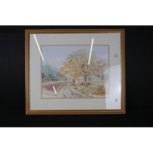 518 - Still Life Pastel of a Baking Scene signed J Brown, 24cm x 34cm together with Three Signed Landscape... 