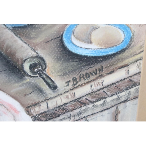 518 - Still Life Pastel of a Baking Scene signed J Brown, 24cm x 34cm together with Three Signed Landscape... 