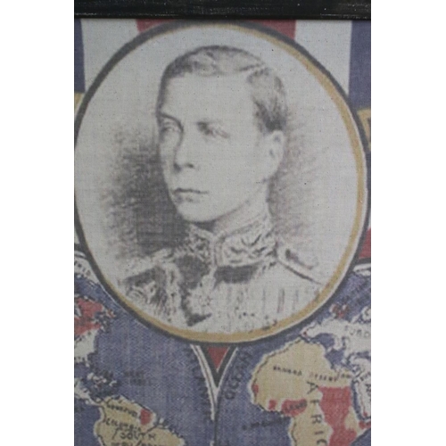 376 - Hanging Banner with wooden rails having an image of the Coronation of King Edward VIII, 100cm wide