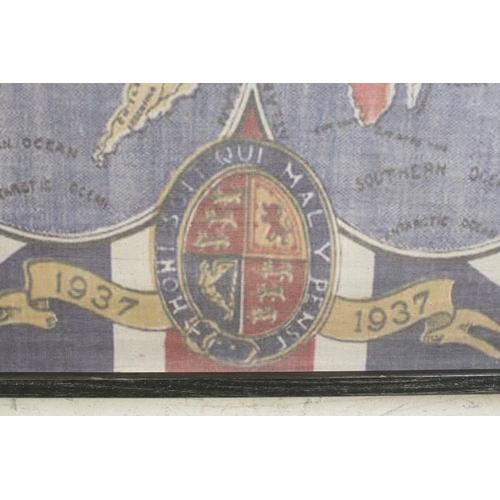 376 - Hanging Banner with wooden rails having an image of the Coronation of King Edward VIII, 100cm wide