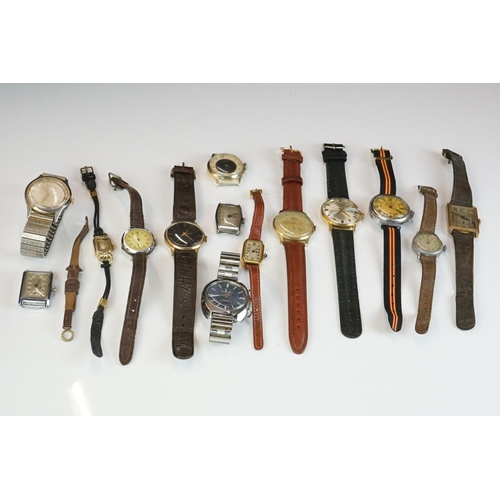 330 - Vintage watches, to include gents Swiss, Memocell Alarm, Services Dispatch Rider, Tank, silver cased... 