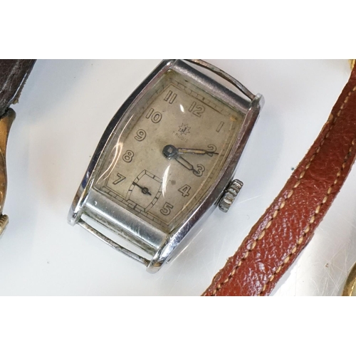 330 - Vintage watches, to include gents Swiss, Memocell Alarm, Services Dispatch Rider, Tank, silver cased... 