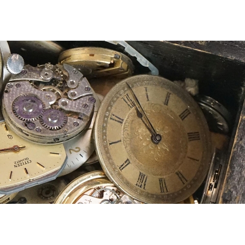 297 - Watchmakers and repairers parts, to include movements, dials, various spares featuring winders, pock... 