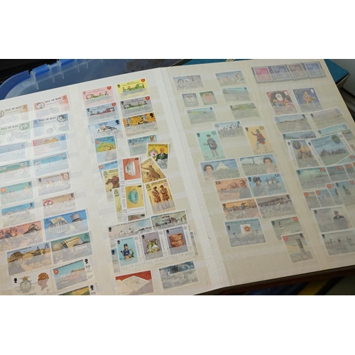 445 - A large collection of stamps, coins, cigarette cards, tea cards and first day covers contained in tw... 