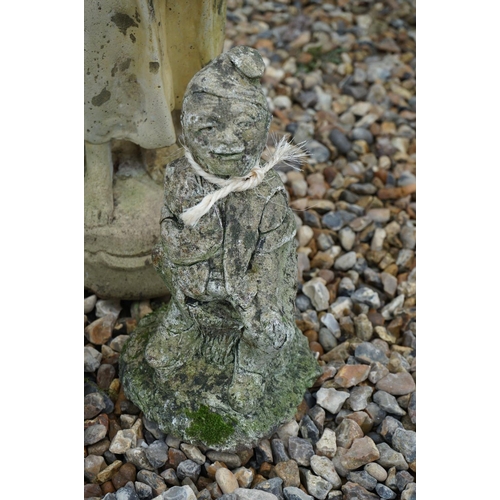 527 - Composite Garden Figurine 71cm high together with Two Garden Gnomes