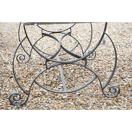 534 - Slate Top Garden Table with Wrought Iron Base, 91cm long x 59cm high