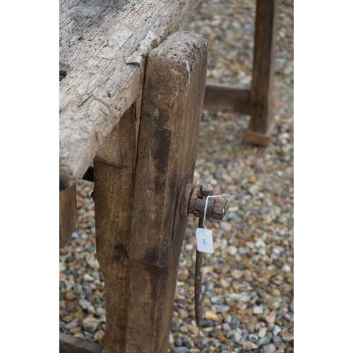 538 - Old Oak Workbench, 134cm long x 75cm high