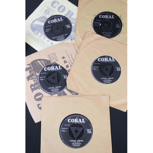 401 - Vinyl - Rock ’N’ Roll - 33 7” singles by The Crickets, including early Tri-Centre Coral Records exam... 