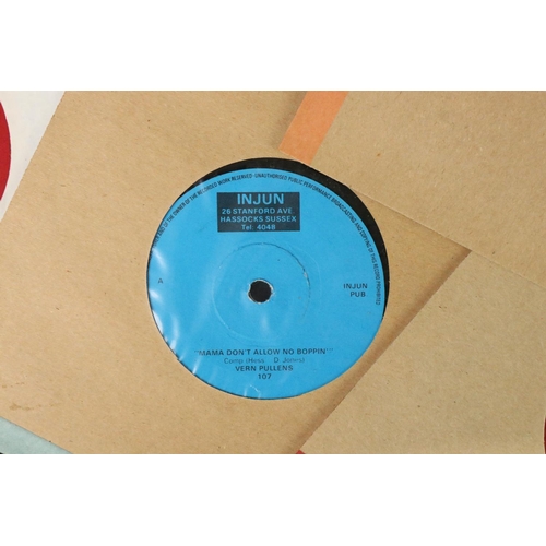 435 - Vinyl - Rockabilly - 13 early 1970s UK pressing singles on Injunction Records label, to include: (Gr... 