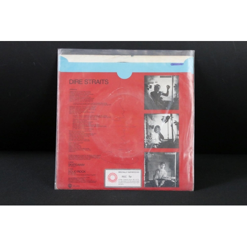 349 - Vinyl & Autographs – 5 Dire Straits singles signed by the whole band including Mark Knopfler. Vg+ ov... 