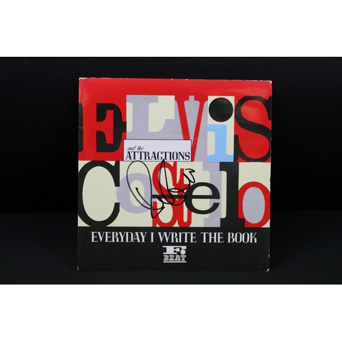 379 - Vinyl & Autographs – 16 Elvis Costello singles all signed by Elvis Costello and including rare forei... 