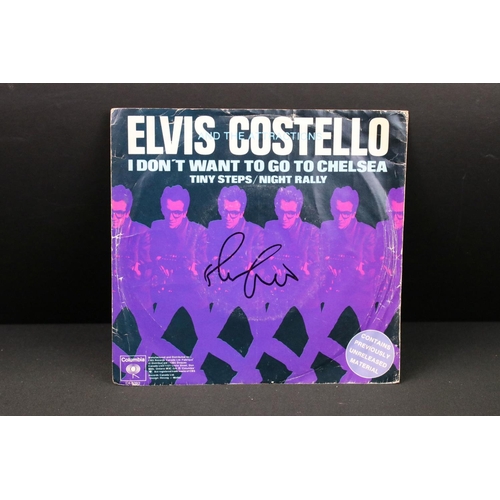 379 - Vinyl & Autographs – 16 Elvis Costello singles all signed by Elvis Costello and including rare forei... 