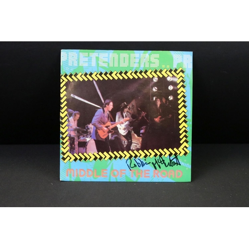 385 - Vinyl & Autographs – 7 The Pretenders / Talk Talk singles signed by band member Robbie McIntosh to i... 