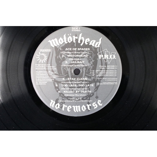 509 - Vinyl - Motorhead No Remorse on Bronze MOTOR 1 special edition leather sleeve.  Sleeve, inners, viny... 