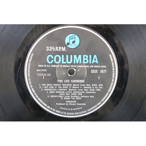 608 - Vinyl - The Yardbirds Five Live Yardbirds on Columbia Records 33SX 1677. Original UK 1966 1st pressi... 