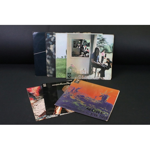 621 - Vinyl – 7 Pink Floyd and related LPs to include Dark Side Of The Moon (Original very early UK pressi... 