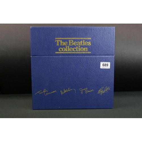 689 - Vinyl - The Beatles Collection on Parlophone BC13, 13 x Beatles stereo LPs in custom blue box, no po... 