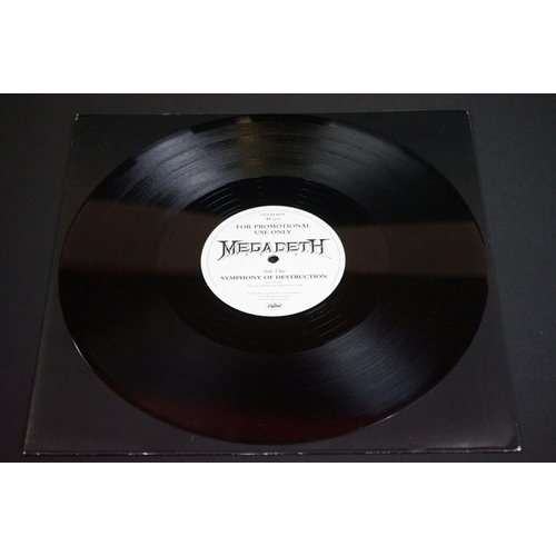 521 - Vinyl - 4 Megadeth rarities to include Hangar 18 black vinyl uncut test pressing, Hangar 18 clear vi... 