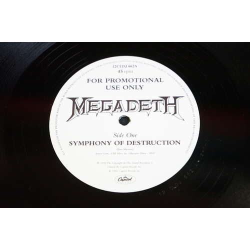 521 - Vinyl - 4 Megadeth rarities to include Hangar 18 black vinyl uncut test pressing, Hangar 18 clear vi... 