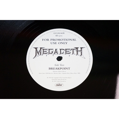 521 - Vinyl - 4 Megadeth rarities to include Hangar 18 black vinyl uncut test pressing, Hangar 18 clear vi... 