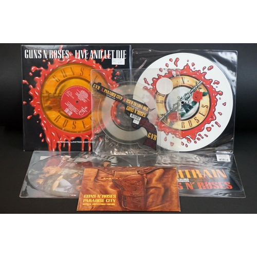 529 - Vinyl - 6 Guns N Roses picture / shaped / coloured vinyl to include Nightrain shaped pic disc (759 9... 